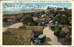 Coronado Tent City, Hotel Del Coronado in Distance Postcard