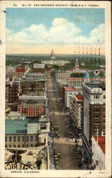 16th St. and Business District from D & F Tower Denver, CO Postcard Postcard