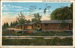 Scene at Municipal Camp Cheyenne, WY Postcard Postcard