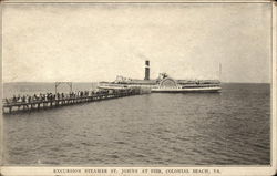 Excursion Steamer St. Johns at Pier Postcard