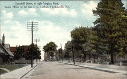 Campbell Street, to right Virginia Park, former Home of the late J. c. Latham Hopkinsville, KY Postcard Postcard