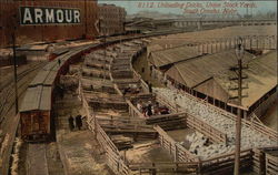 Unloading Docks, Union Stock Yards Postcard