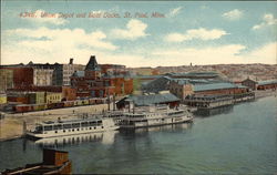 Union Depot and Boat Docks St. Paul, MN Postcard Postcard