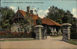 Entrance to John D. Rockefeller's Residence Postcard