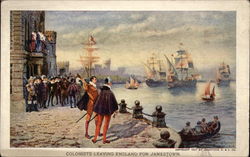 Colonists Leaving England for Jamestown 1907 Jamestown Exposition Postcard Postcard