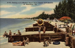 Bathing on S. Madeira Beach Along Greater Gulf Beaches St. Petersburg, FL Postcard Postcard