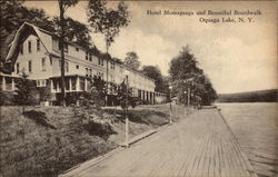 Hotel Monoquaga and Boardwalk, Oquga Lake Postcard