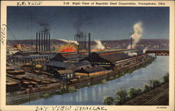 Republic Steel Corporation - Night View Youngstown, OH Postcard Postcard