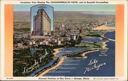 Aeroplane View Showing The Commonweath Hotel and its Beautiful Surroundings Chicago, IL Postcard Postcard