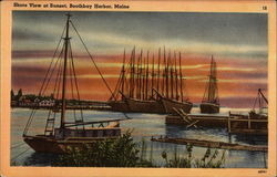 Shore View at Sunset Boothbay Harbor, ME Postcard Postcard