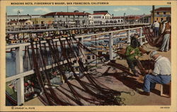 Mending Nets, Fisherman's Wharf Postcard