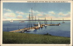 Champlins' Yacht Station, Great Salt Pond Postcard