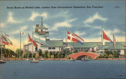 Swan Boats on Medical Lake, Golden Gate International Exposition Postcard