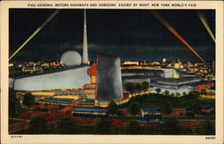 General Motors Highways and Horizons Exhibit by Night Postcard