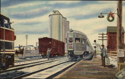 Railroad Station at Christmas Postcard