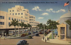 Lincoln Road and Washington Avenue Business Section Postcard