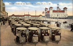 Rolling Chairs on the Boardwalk Atlantic City, NJ Postcard Postcard