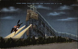 Diving Horse, Ocean End Steel Pier Postcard