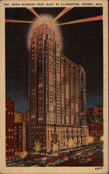 Union Guardian Trust Building by Illumination Detroit, MI Postcard Postcard