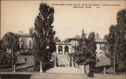 Tufts College - Miner and Paige Halls, Main Entrance Postcard