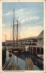 Wharf Scene Postcard