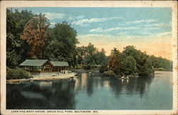 Lake and Boat House, Druid Hill Park Postcard