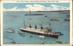 New York Harbor and incoming steamers Postcard Postcard