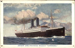 Anchhor Line--Twin-Screw Steamship "Cameronia" Motorcycles Postcard Postcard