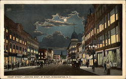 Court Street, Looking West, By Night Postcard