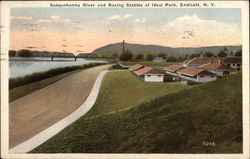 Susquehanna River and Racing Stables at Ideal Park Postcard