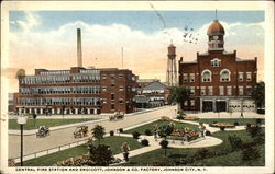 Central Fire Station and Endicott, Johnson & Co. Factory Postcard