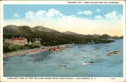 Airplane View of Fort William Henry Hotel and Pergola Lake George, NY Postcard Postcard