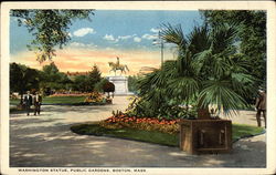 Washington Statue, Public Gardens Postcard