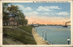 River Promenade and Ore Boat Port Huron, MI Postcard Postcard