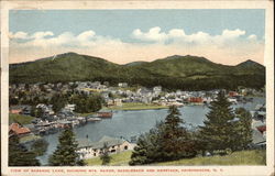 View of Saranac Lake, Showing Mts. Baker, Saddleback and Haystack New York Postcard Postcard