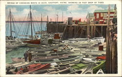 Bridge of Canadian Boats in Dock Eastport, ME Postcard Postcard