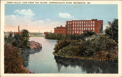 Cabot Mills - View from the Island, Androscoggin River Brunswick, ME Postcard Postcard