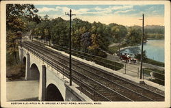 Boston Elevated R.R. Bridge at Spot Pond Medford, MA Postcard Postcard