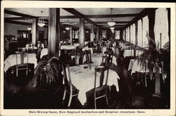 New England Sanitarium and Hospital - Main Dining Room Stoneham, MA Postcard Postcard