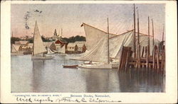 View of the Docks Nantucket, MA Postcard Postcard