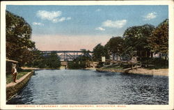 Footbridge at Causeway, Lake Quinsigamond Worcester, MA Postcard Postcard