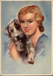 Portrait of Woman With Dog Postcard