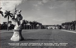 Ringling Plaza Approach to Ringling Art Museum Showing Statue of Neptune Postcard