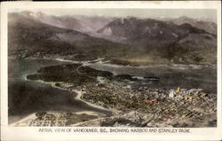 Aerial View Showing Harbor and Stanley Park Postcard