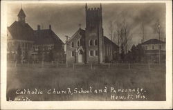 Catholic Church, School, and Parsonage Postcard