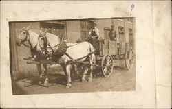 Two Horses Pulling Delivery Wagon Postcard