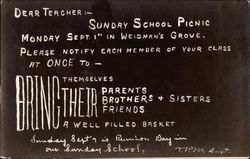 Sunday School Picnic Reminder Postcard