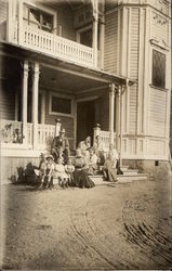 Swedish Family Outside Home Postcard