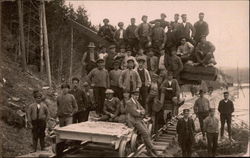 Railroad Workers on Tracks Postcard