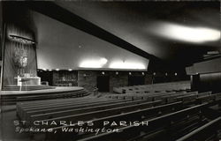 Interior View, St. Charles Parish Spokane, WA Postcard Postcard